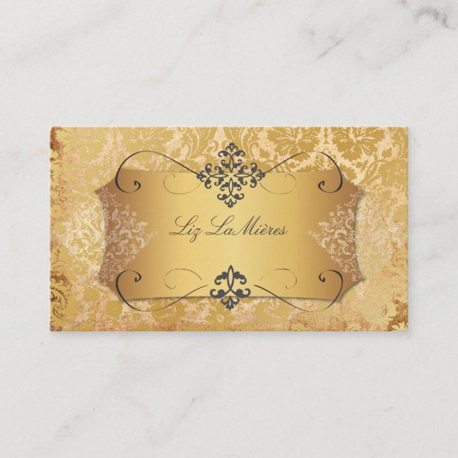 PixDezines vintage desiree lace damask/parchment Business Card (Front)