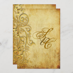 PixDezines VINTAGE FAUX GOLD FILIGREE Invitation