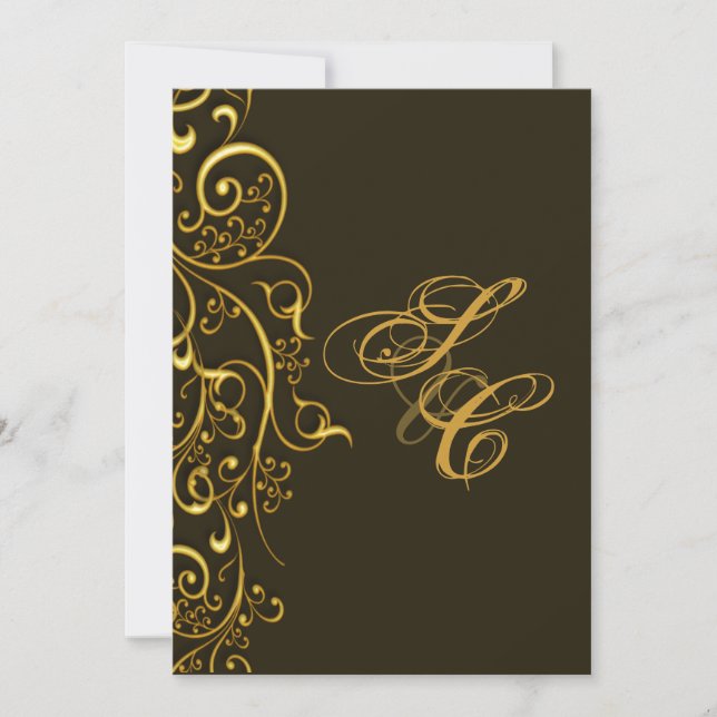 PixDezines vintage faux gold swirls Invitation (Front)