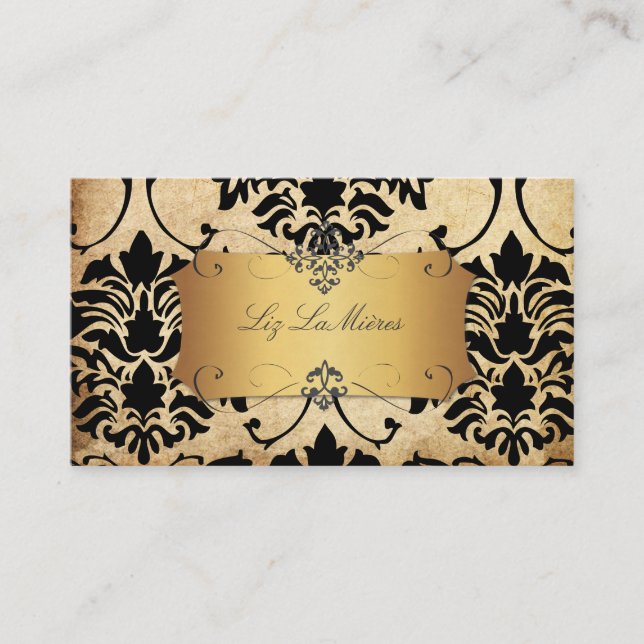 PixDezines Vintage Florentius Damask Business Card (Front)