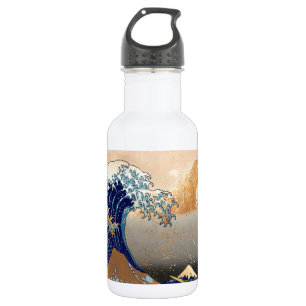 PixDezines Vintage, Great Wave, Hokusai 葛飾北斎の神奈川沖浪 532 Ml Water Bottle