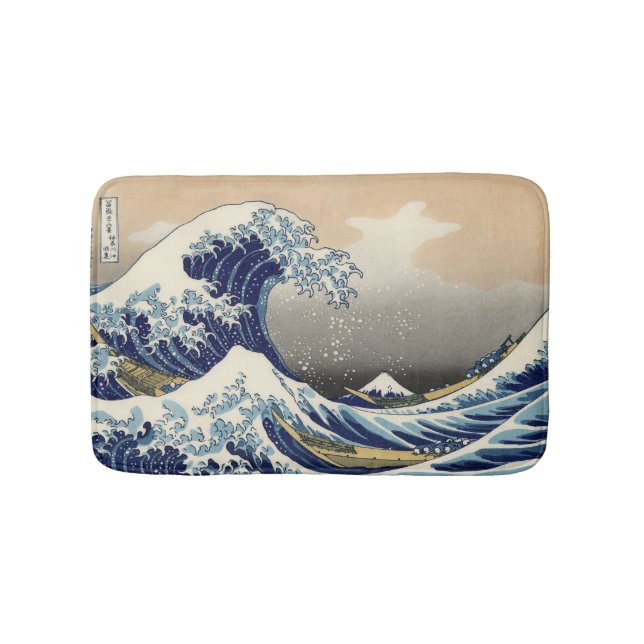 PixDezines Vintage, Great Wave, Hokusai 葛飾北斎の神奈川沖浪 Bath Mat (Front)