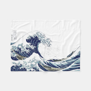 PixDezines Vintage, Great Wave, Hokusai 葛飾北斎の神奈川沖浪 Fleece Blanket