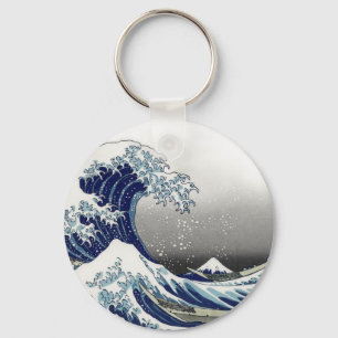 PixDezines Vintage, Great Wave, Hokusai 葛飾北斎の神奈川沖浪 Keychain