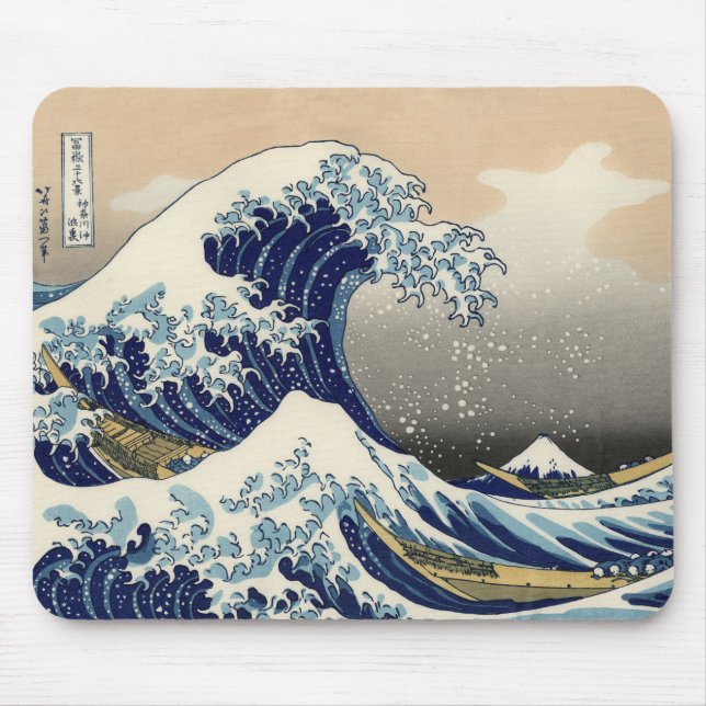 PixDezines Vintage, Great Wave, Hokusai 葛飾北斎の神奈川沖浪 Mouse Pad (Front)