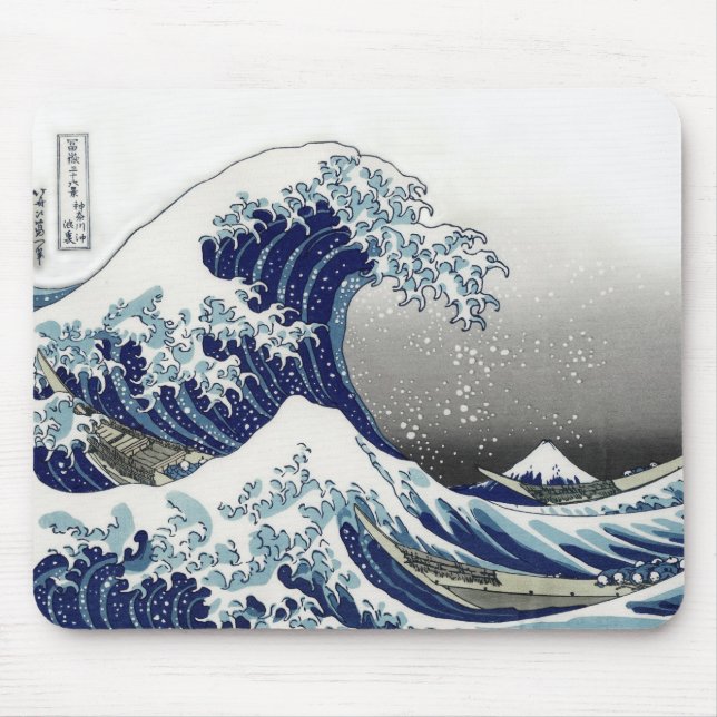 PixDezines Vintage, Great Wave, Hokusai 葛飾北斎の神奈川沖浪 Mouse Pad (Front)