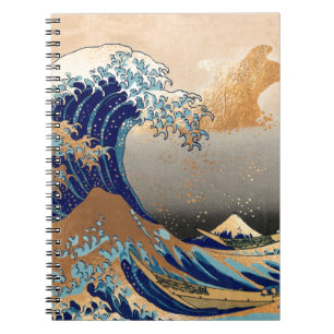 PixDezines Vintage, Great Wave, Hokusai 葛飾北斎の神奈川沖浪 Notebook