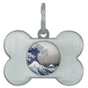 PixDezines Vintage, Great Wave, Hokusai 葛飾北斎の神奈川沖浪 Pet Name Tag
