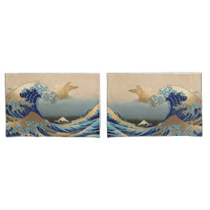 PixDezines Vintage, Great Wave, Hokusai 葛飾北斎の神奈川沖浪 Pillowcase