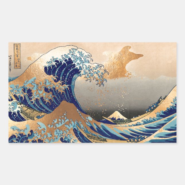 PixDezines Vintage, Great Wave, Hokusai 葛飾北斎の神奈川沖浪 Sticker (Front)