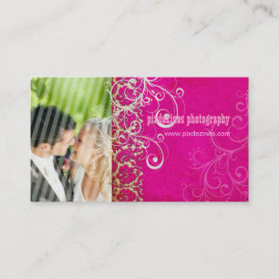 PixDezines Vintage Grunge Damask / Hot Pink Business Card