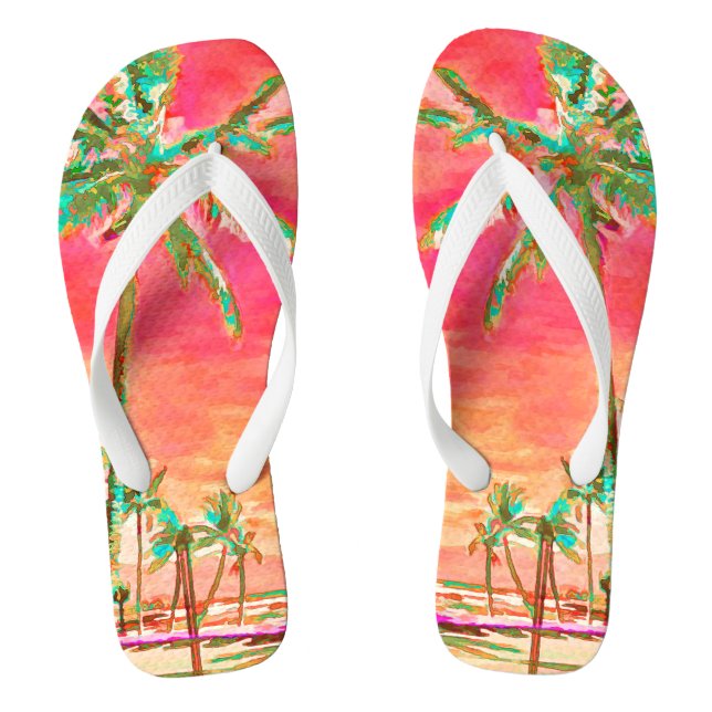 PixDezines Vintage Hawaii, Mauna Lani Bay Flip Flops (Footbed)