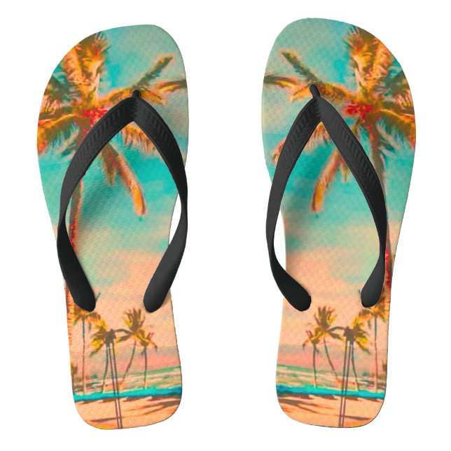 PixDezines Vintage Hawaii, Mauna Lani Bay Flip Flops (Footbed)