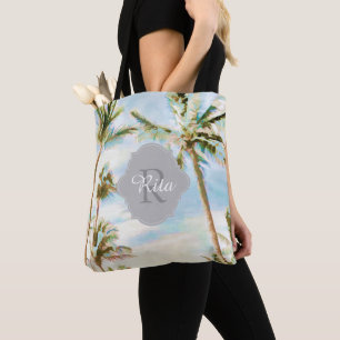 PixDezines Vintage Hawaiian Beach/Blue Tote Bag