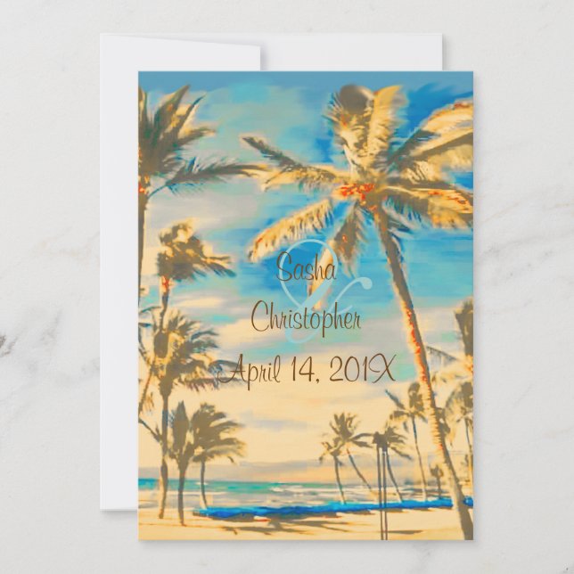 PixDezines vintage hawaiian beach/cerulean blue Invitation (Front)