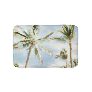 PixDezines Vintage Hawaiian Beach/Light Blue Bath Mat