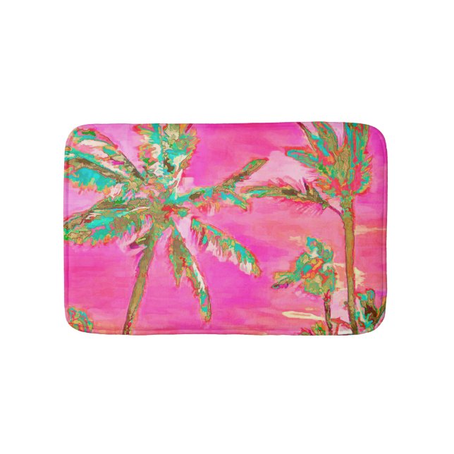 PixDezines Vintage Hawaiian Beach/Pink Bath Mat (Front)