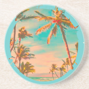 PixDezines Vintage Hawaiian Beach Scene Coaster