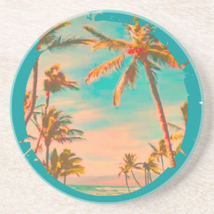 PixDezines Vintage Hawaiian Beach Scene Coaster