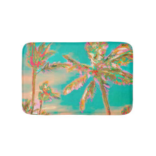 PixDezines Vintage Hawaiian Beach/Teal Bath Mat