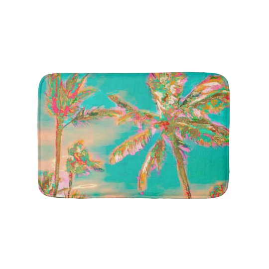 PixDezines Vintage Hawaiian Beach/Teal Bath Mat