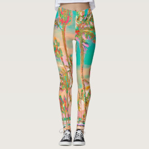 PixDezines Vintage Hawaiian Beach/Teal Leggings