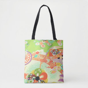 PixDezines Vintage Kimono Print/Peonies/Sakura Tote Bag