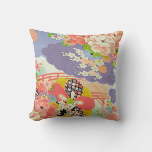 PixDezines Vintage Kimono Prints Throw Pillow