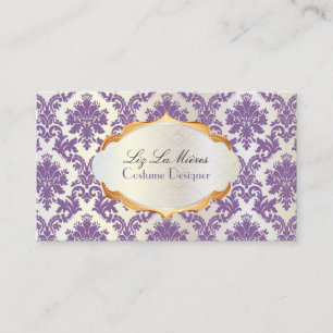 PixDezines vintage la paloma damask/lavender Business Card