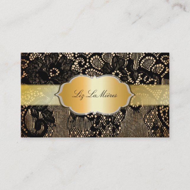 PixDezines Vintage Lace-Up/black Business Card (Front)