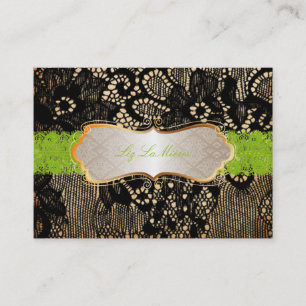 PixDezines Vintage Lace-Up/black+green Business Card