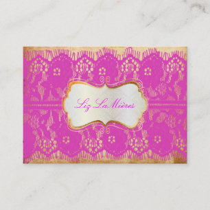 PixDezines Vintage Lace-Up/hot pink Business Card
