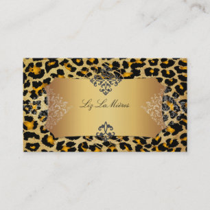 PixDezines Vintage leopard+damask Business Card