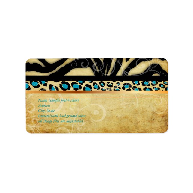 PixDezines vintage leopard+zebra Label (Front)