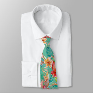 PixDezines Vintage Lush H2 Hawaii Floral Foliage Tie