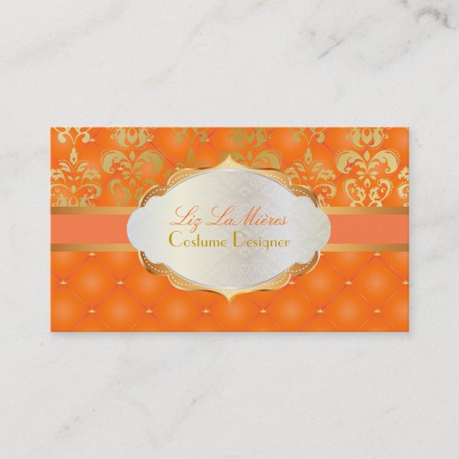 PixDezines vintage lys damask Business Card (Front)