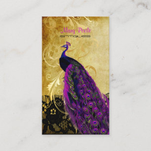 PixDezines vintage magenta peacock+lace/diy fonts Business Card