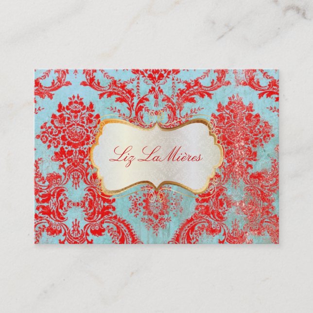 PixDezines vintage natasha damask Business Card (Front)