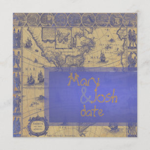PixDezines Vintage Nautical World Map Invitation