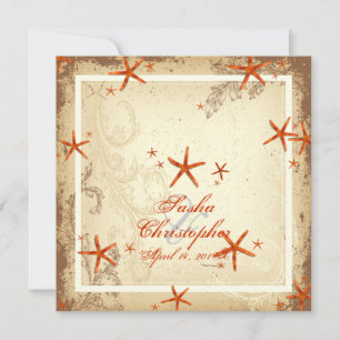 PixDezines vintage orange starfish Invitation