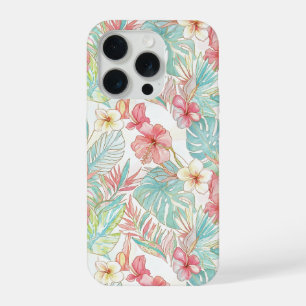 PixDezines Vintage Pastel H2 Hawaii Floral Foliage iPhone 15 Pro Case