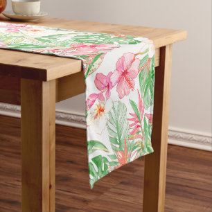 PixDezines Vintage Pastel H2 Hawaii Floral Foliage Medium Table Runner