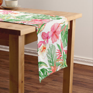 PixDezines Vintage Pastel H2 Hawaii Floral Foliage Medium Table Runner