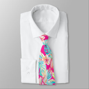 PixDezines Vintage Pastel H2 Hawaii Floral Foliage Tie