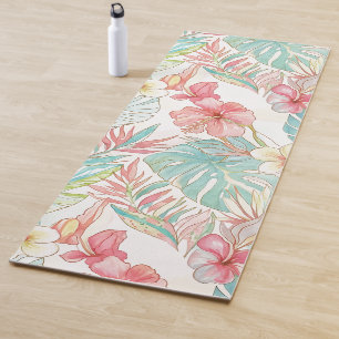 PixDezines Vintage Pastel H2 Hawaii Floral Foliage Yoga Mat