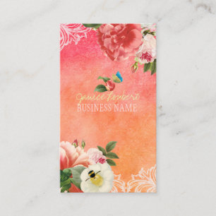 PixDezines vintage peonies/watercolor Business Card