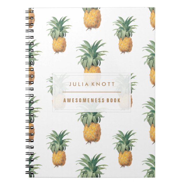 PixDezines Vintage Pineapples/DIY background+text Notebook (Front)