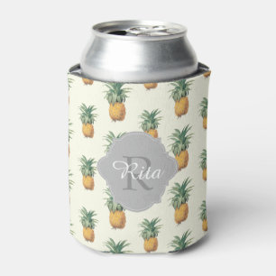 PixDezines Vintage Pineapples Pattern Can Cooler