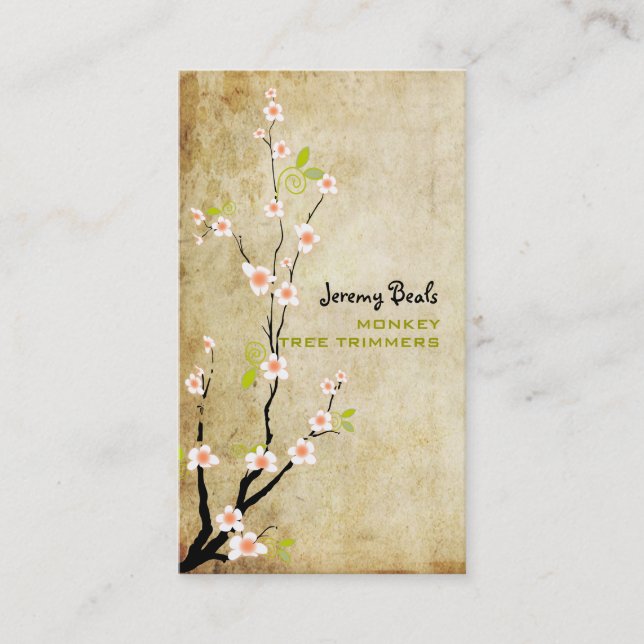 PixDezines vintage pink cherry blossoms♥♥ Business Card (Front)