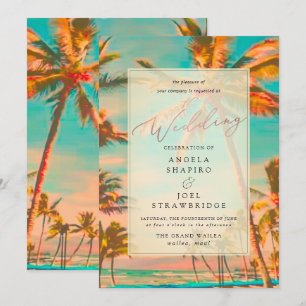 PixDezines VINTAGE PLAGE HAWAIIAN / Invitation TUR